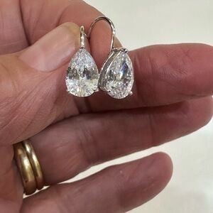 PAJ Sterling Silver .925 Dangle Drop Pear Shape Earrings NWOT